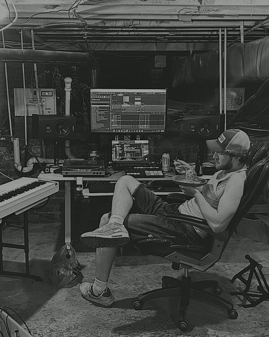 Heitman at the desk in his Richmond basement studio